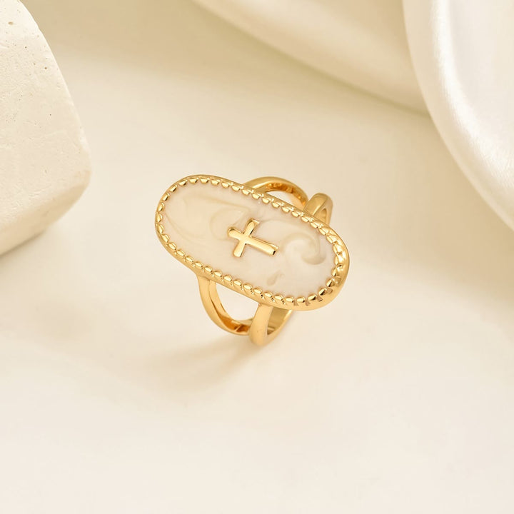 Cross Accent Glaze Double-Band Ring: A Symbol of Subtle Faith & Style