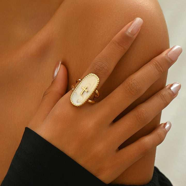 Cross Accent Glaze Double-Band Ring: A Symbol of Subtle Faith & Style