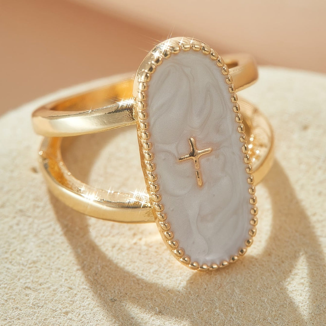 Cross Accent Glaze Double-Band Ring: A Symbol of Subtle Faith & Style