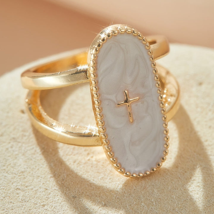 Cross Accent Glaze Double-Band Ring: A Symbol of Subtle Faith & Style