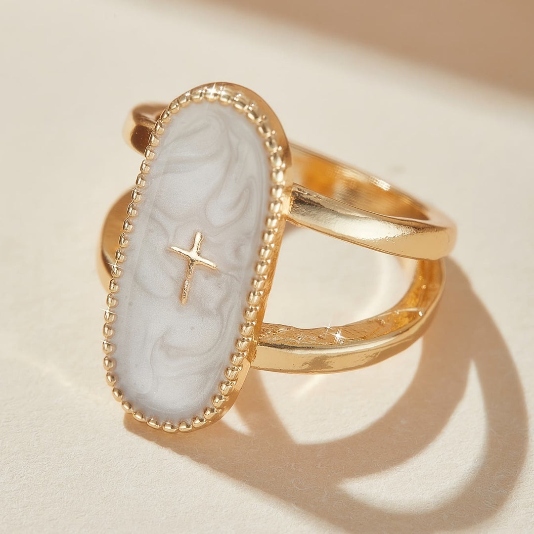 Cross Accent Glaze Double-Band Ring: A Symbol of Subtle Faith & Style