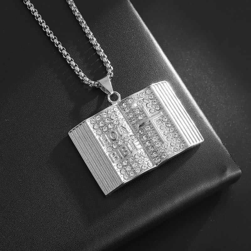 Bible-Shaped Cross Pendant Necklace: Symbol of Faith and Divine Wisdom