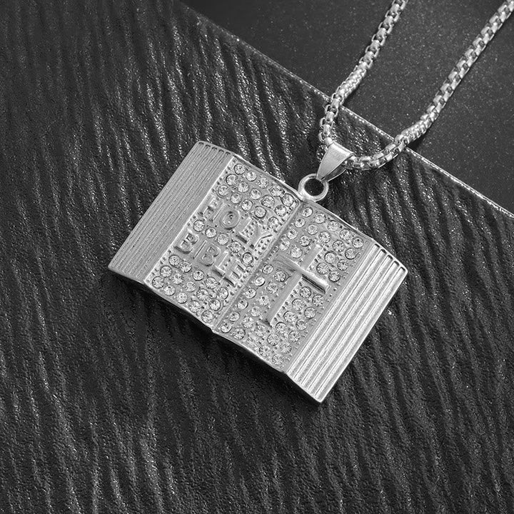 Bible-Shaped Cross Pendant Necklace: Symbol of Faith and Divine Wisdom