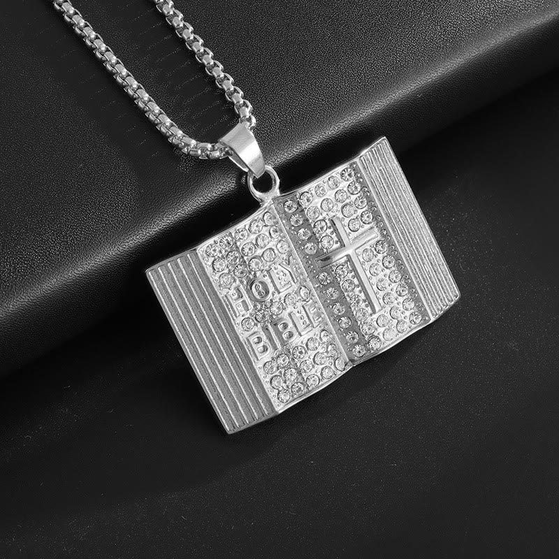 Bible-Shaped Cross Pendant Necklace: Symbol of Faith and Divine Wisdom
