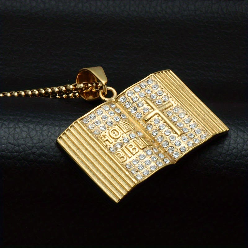 Bible-Shaped Cross Pendant Necklace: Symbol of Faith and Divine Wisdom