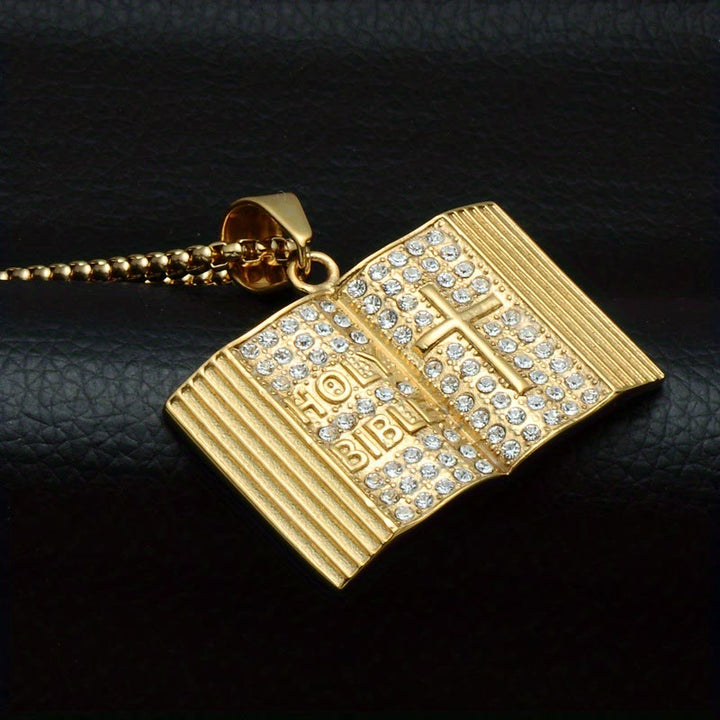 Bible-Shaped Cross Pendant Necklace: Symbol of Faith and Divine Wisdom