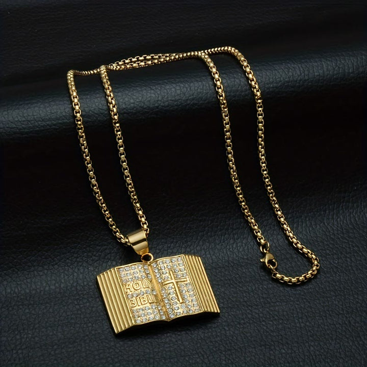 Bible-Shaped Cross Pendant Necklace: Symbol of Faith and Divine Wisdom