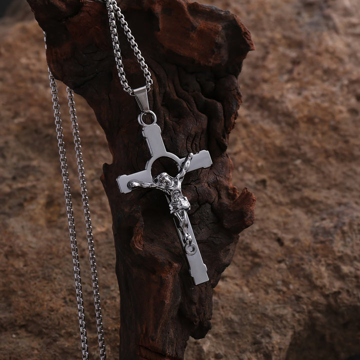 Polished Metal Crucifix Necklace: Wearable Token of Divine Grace and Protection