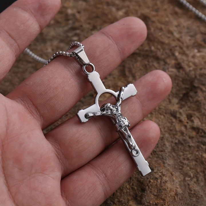 Polished Metal Crucifix Necklace: Wearable Token of Divine Grace and Protection