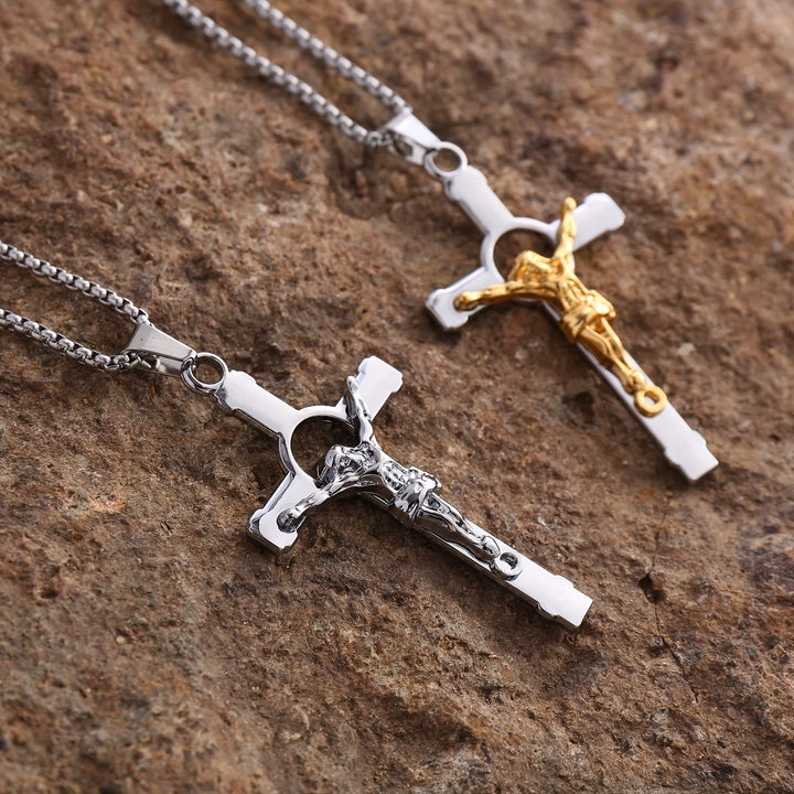 Polished Metal Crucifix Necklace: Wearable Token of Divine Grace and Protection
