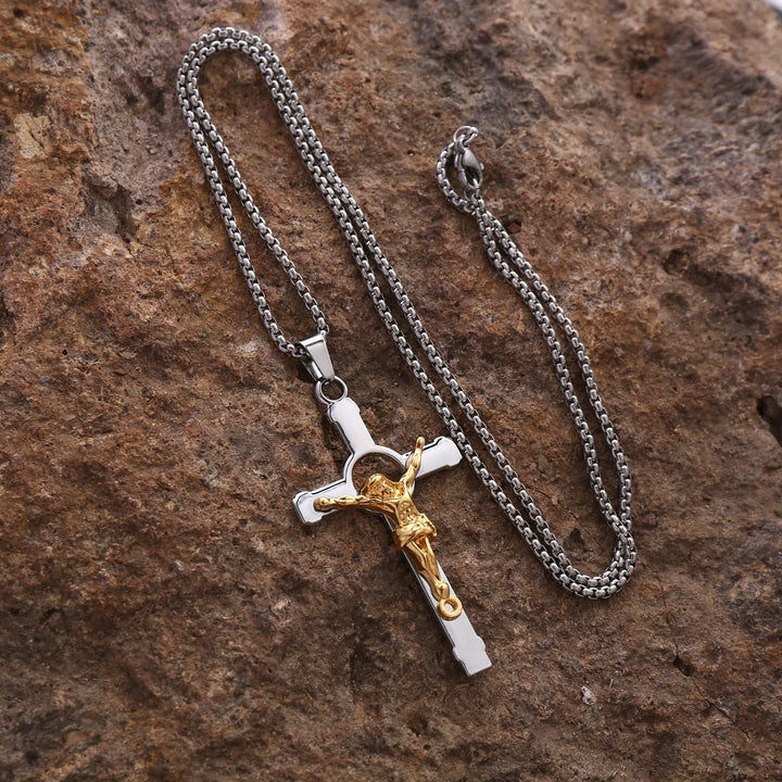 Polished Metal Crucifix Necklace: Wearable Token of Divine Grace and Protection