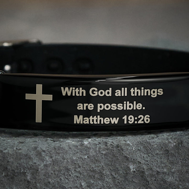 Luminous Silicon Cross Bracelet with Matthew 19:26: Timeless Message of Hope and Faith