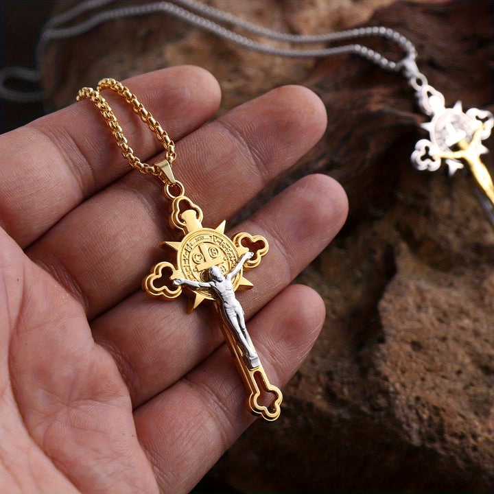 Openwork Crucifix Pendant Necklace: Symbol of Faith and Divine Protection
