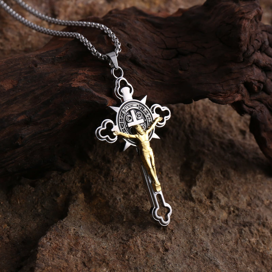 Openwork Crucifix Pendant Necklace: Symbol of Faith and Divine Protection