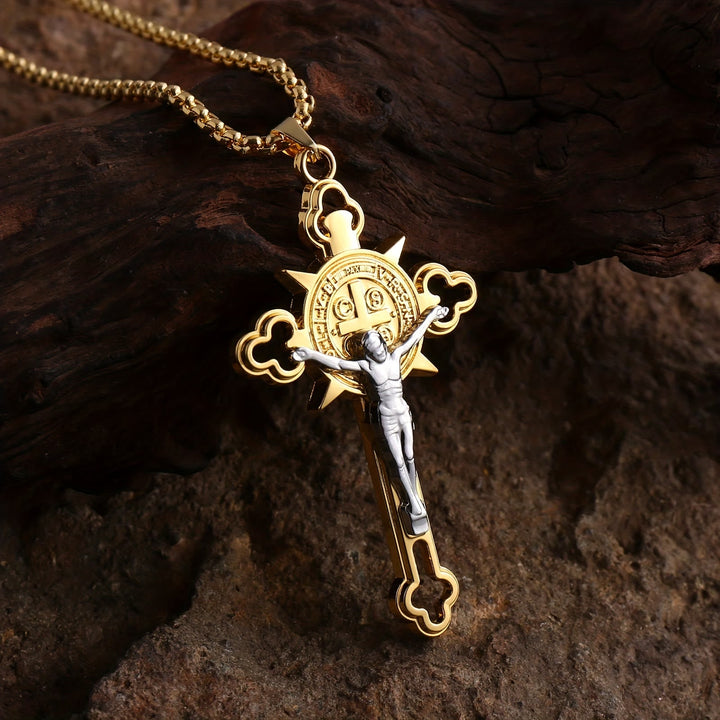 Openwork Crucifix Pendant Necklace: Symbol of Faith and Divine Protection