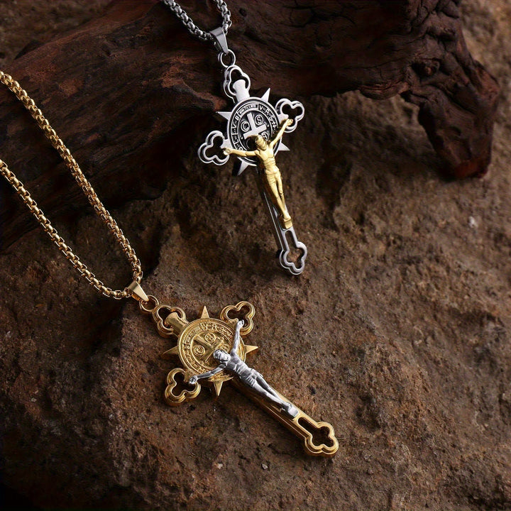 Openwork Crucifix Pendant Necklace: Symbol of Faith and Divine Protection