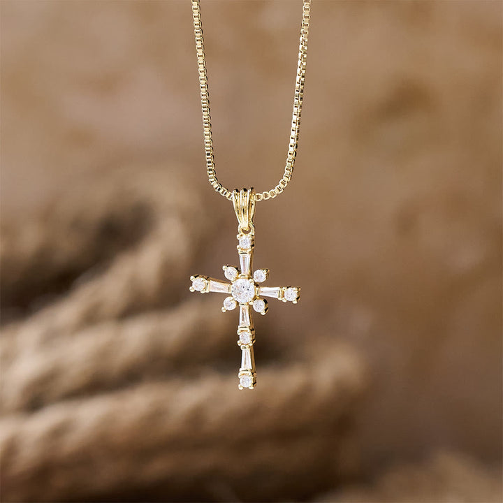 Sparkling Stone-Inlaid Cross Necklace: A Token of Divine Protection