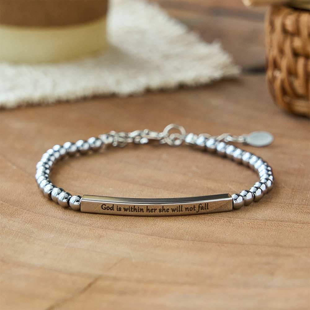 Strength & Courage Engraved Beaded Bracelet: A Symbol of Divine Strength & Courage