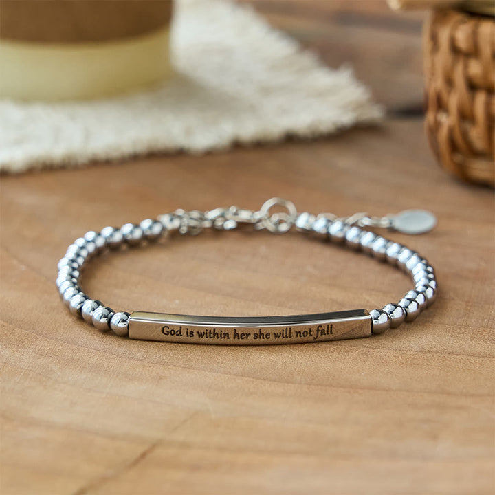Strength & Courage Engraved Beaded Bracelet: A Symbol of Divine Strength & Courage