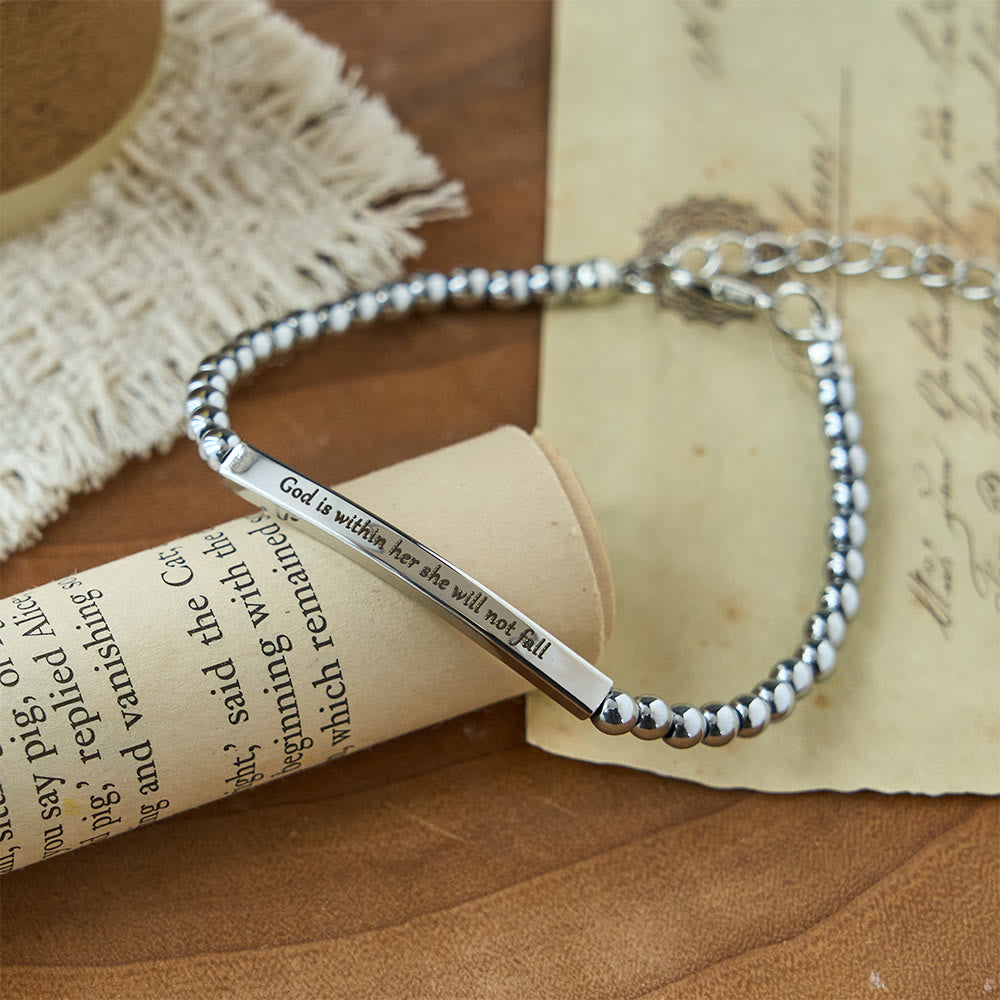 Strength & Courage Engraved Beaded Bracelet: A Symbol of Divine Strength & Courage