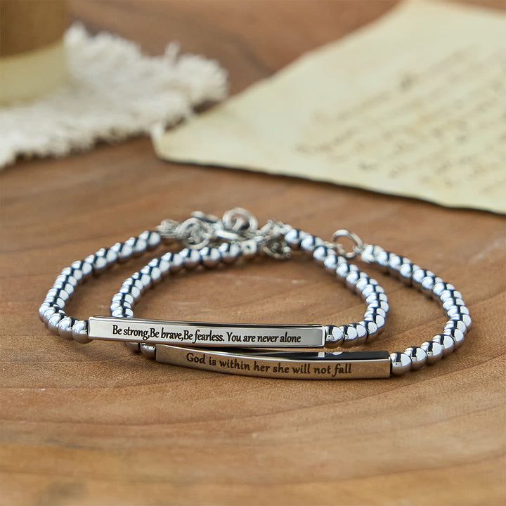 Strength & Courage Engraved Beaded Bracelet: A Symbol of Divine Strength & Courage