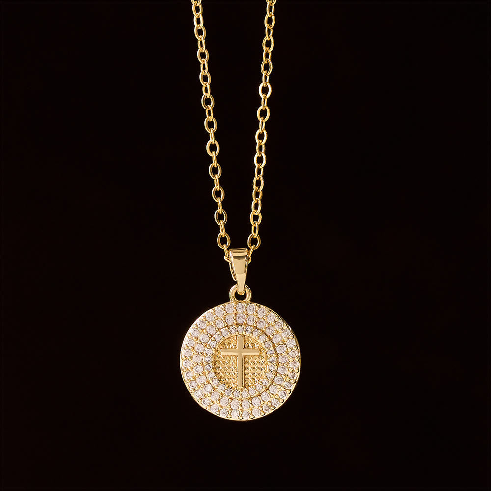 Pavé Crystal Cross Circle Necklace: A Symbol of Christ’s Light & Faith