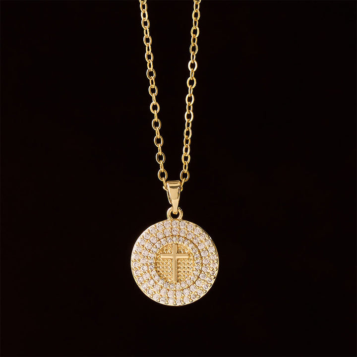Pavé Crystal Cross Circle Necklace: A Symbol of Christ’s Light & Faith