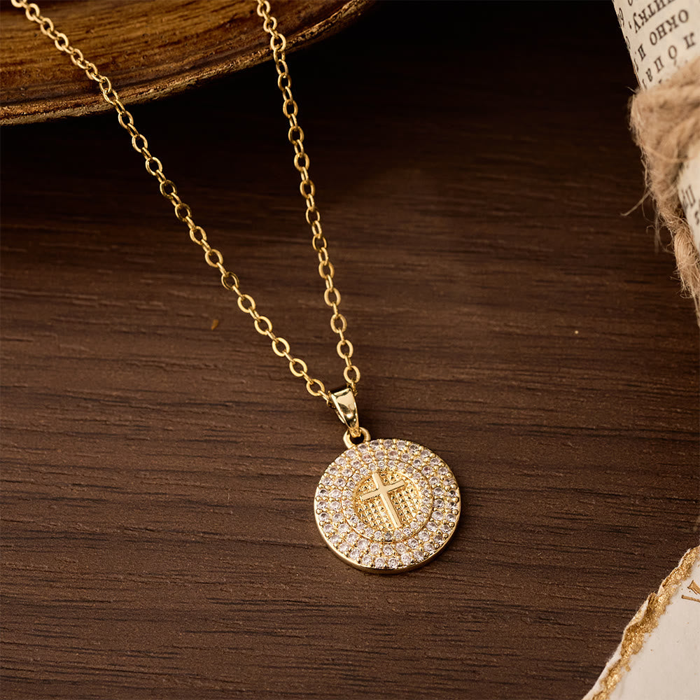 Pavé Crystal Cross Circle Necklace: A Symbol of Christ’s Light & Faith
