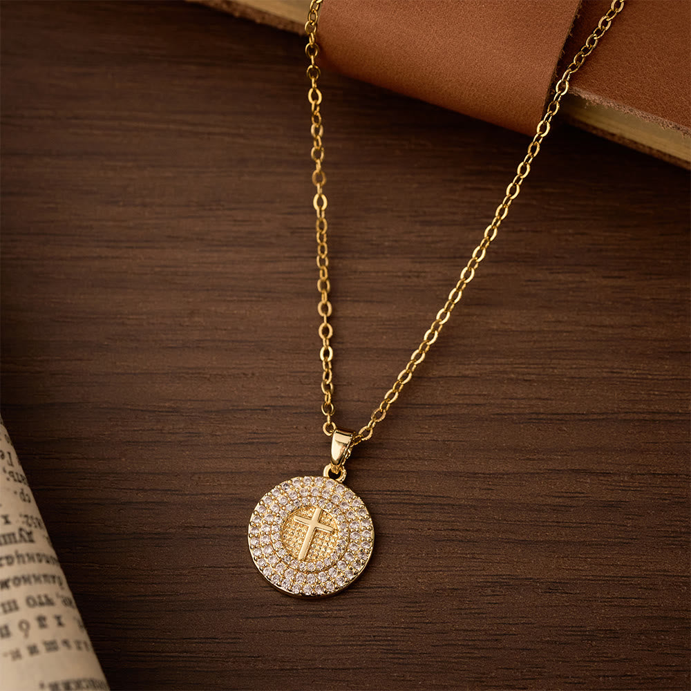 Pavé Crystal Cross Circle Necklace: A Symbol of Christ’s Light & Faith