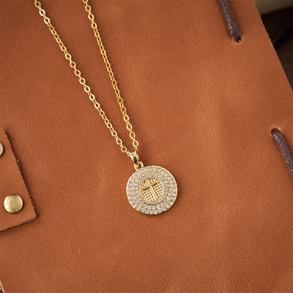 Pavé Crystal Cross Circle Necklace: A Symbol of Christ’s Light & Faith