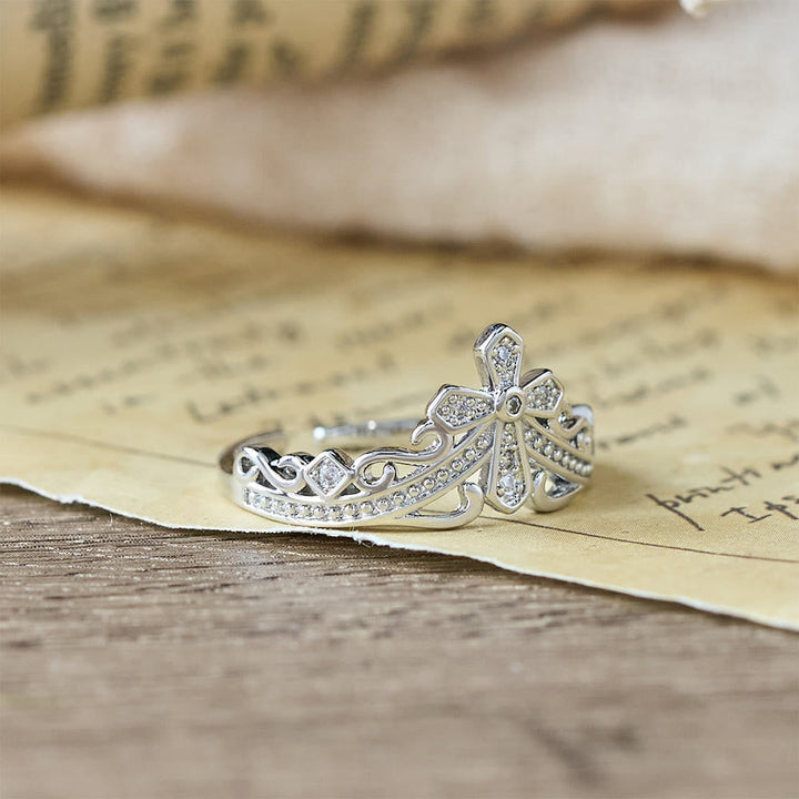 Dual Polished Style Cross-Crown Ring: Carry His Royal Care Close Daily