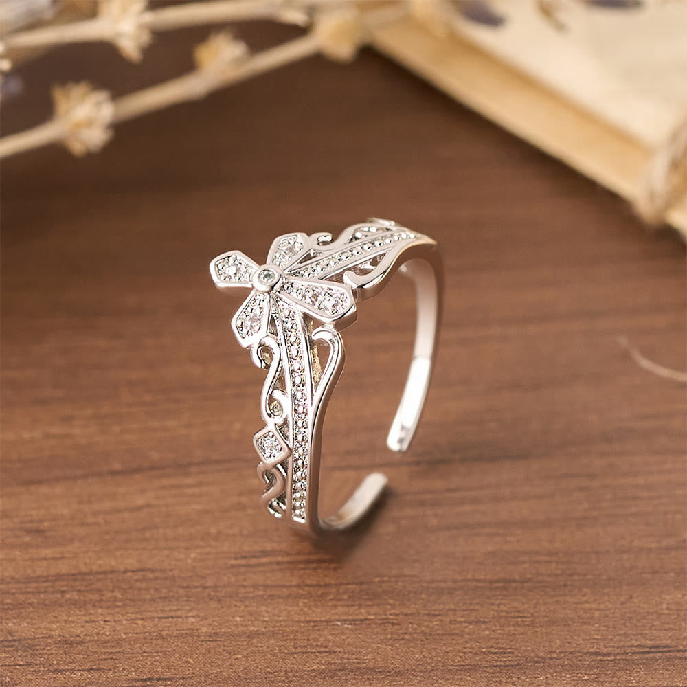 Dual Polished Style Cross-Crown Ring: Carry His Royal Care Close Daily