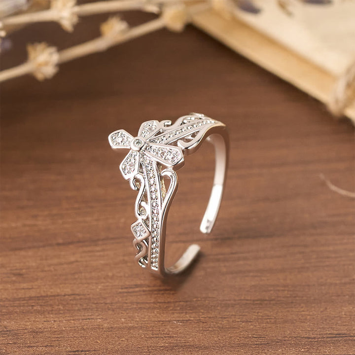 Dual Polished Style Cross-Crown Ring: Carry His Royal Care Close Daily