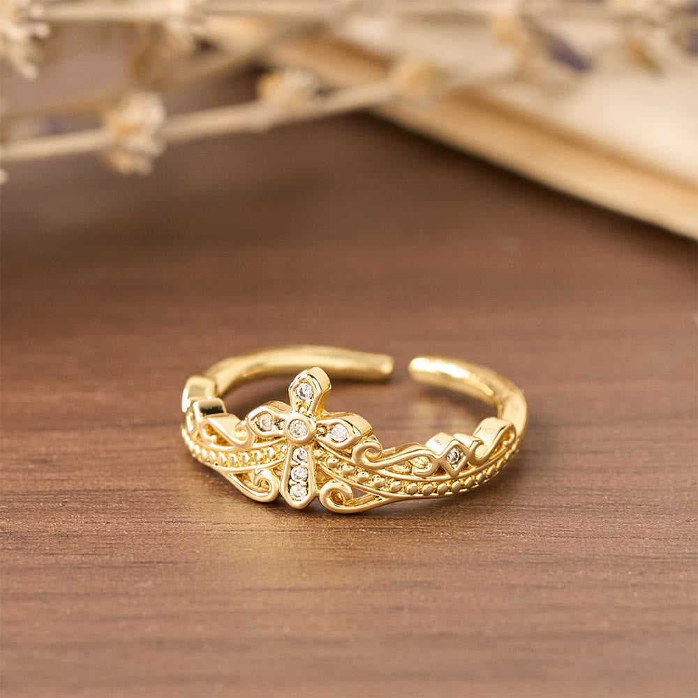Dual Polished Style Cross-Crown Ring: Carry His Royal Care Close Daily