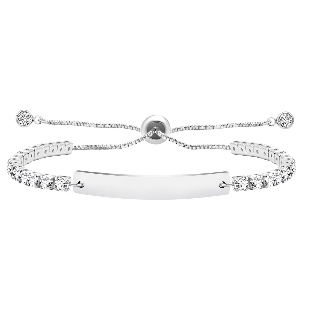 Four-Color Metal with Engraved/Blank Bar Faith Courage Bracelet