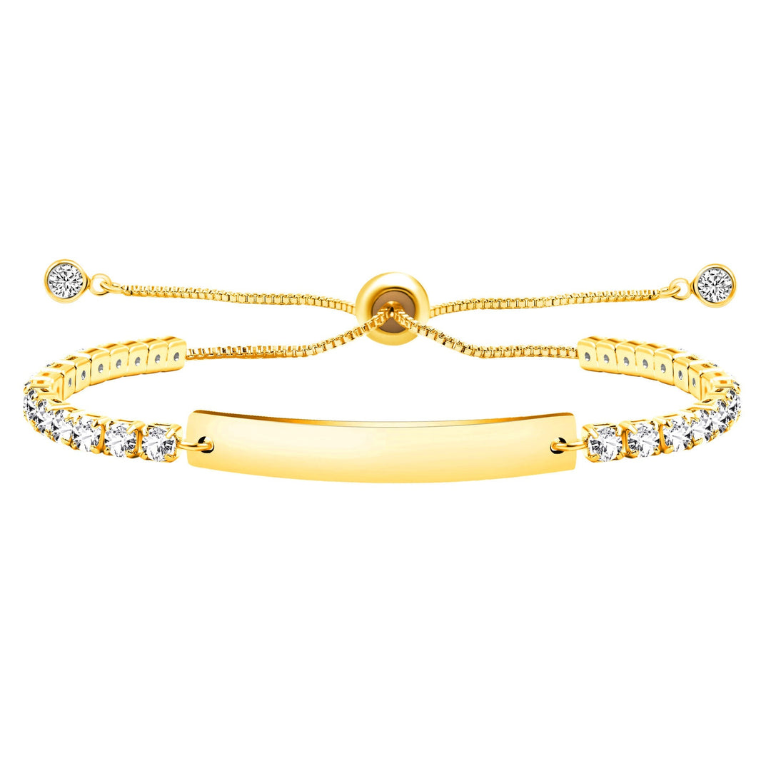 Four-Color Metal with Engraved/Blank Bar Faith Courage Bracelet