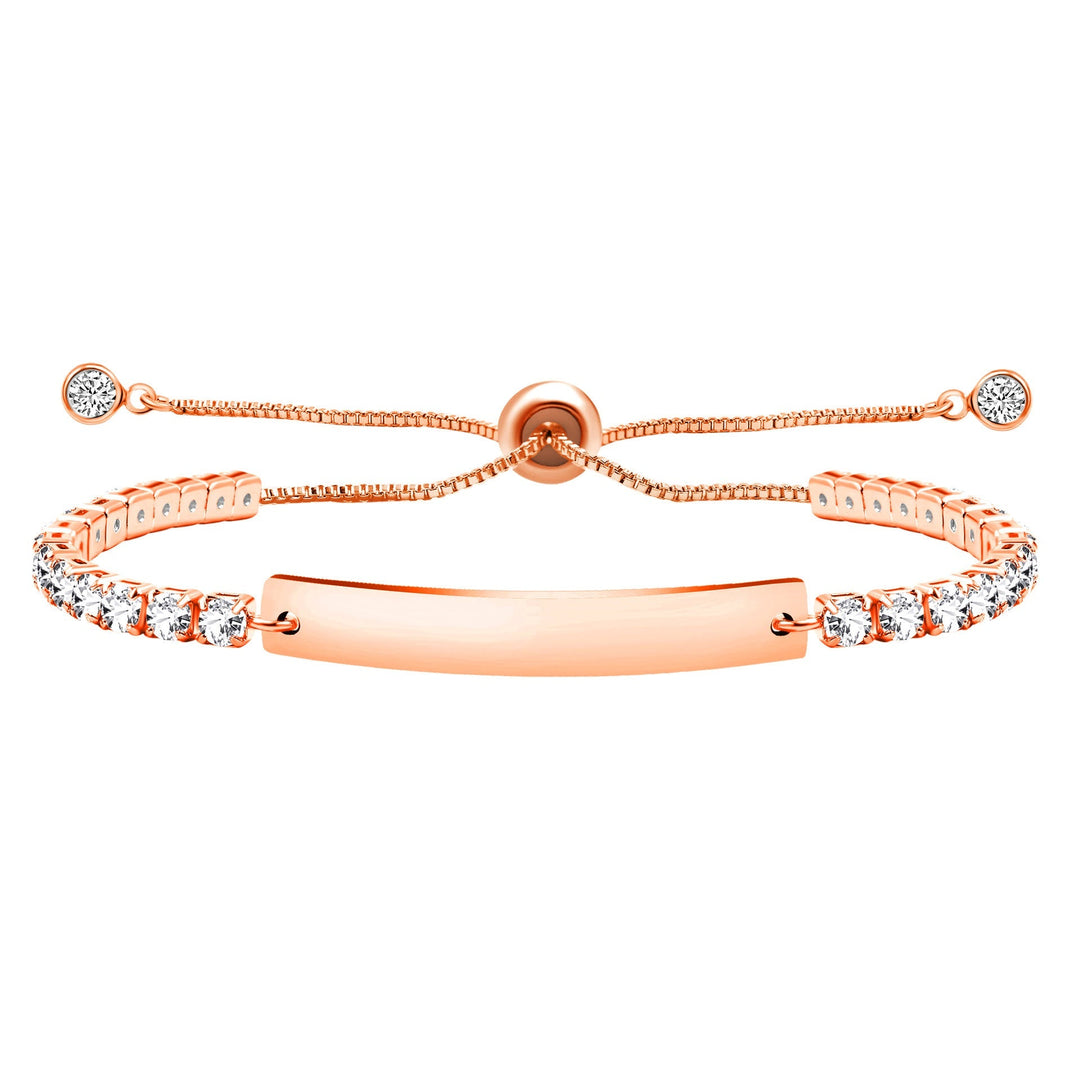 Four-Color Metal with Engraved/Blank Bar Faith Courage Bracelet