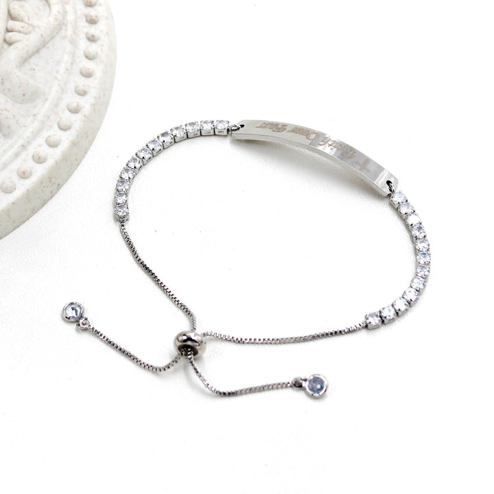 Four-Color Metal with Engraved/Blank Bar Faith Courage Bracelet