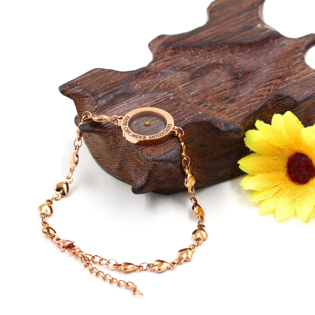 Matthew 17:20 & Luke 1:37 with Mustard Seed Bracelet: Heart Links with Zircon Dot Detail