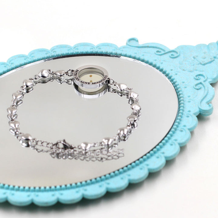 Matthew 17:20 & Luke 1:37 with Mustard Seed Bracelet: Heart Links with Zircon Dot Detail
