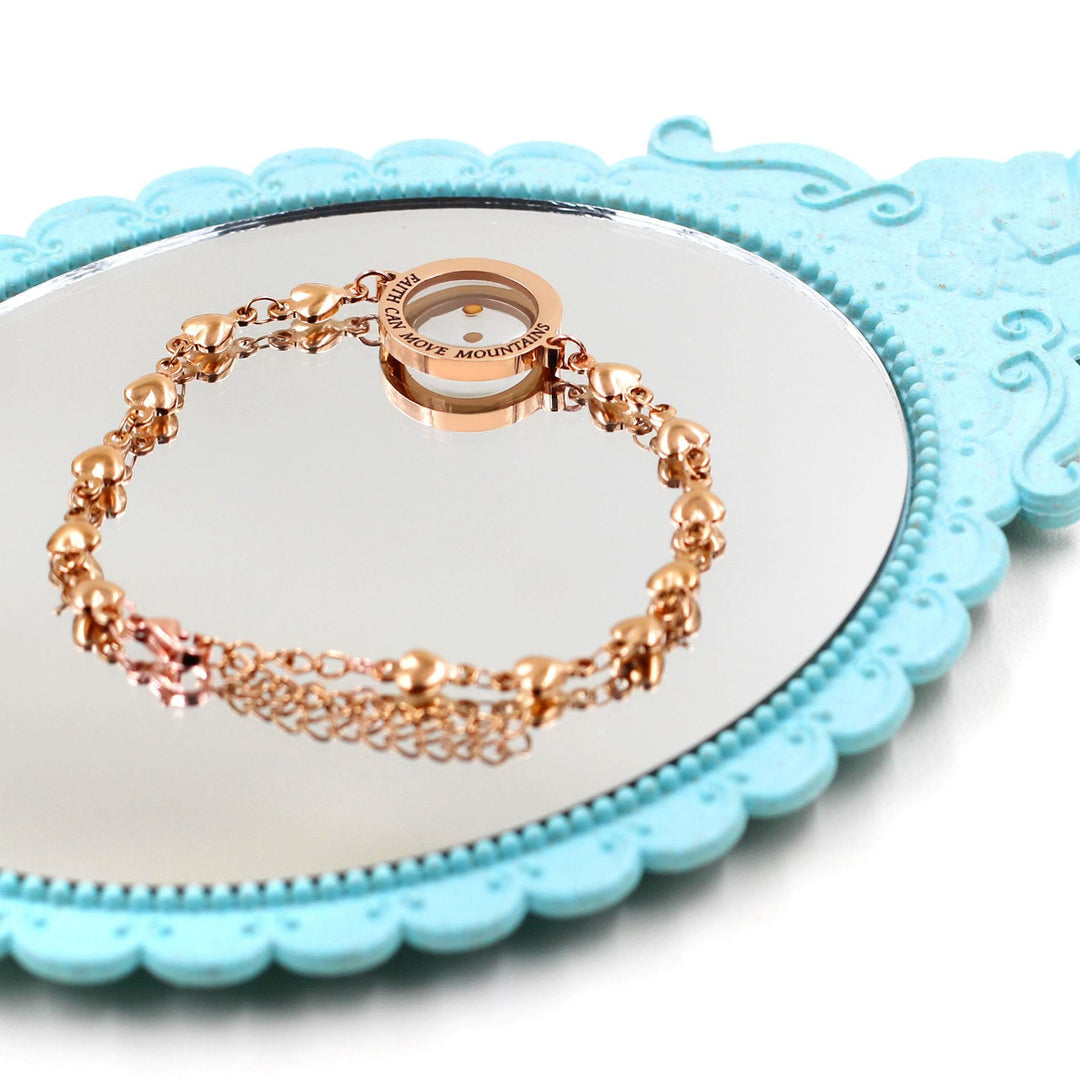Matthew 17:20 & Luke 1:37 with Mustard Seed Bracelet: Heart Links with Zircon Dot Detail