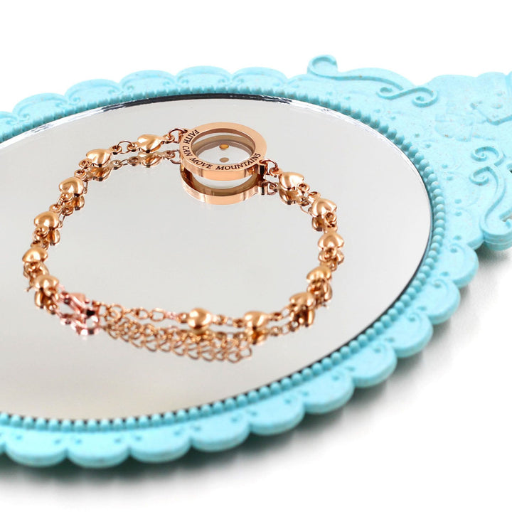Matthew 17:20 & Luke 1:37 with Mustard Seed Bracelet: Heart Links with Zircon Dot Detail
