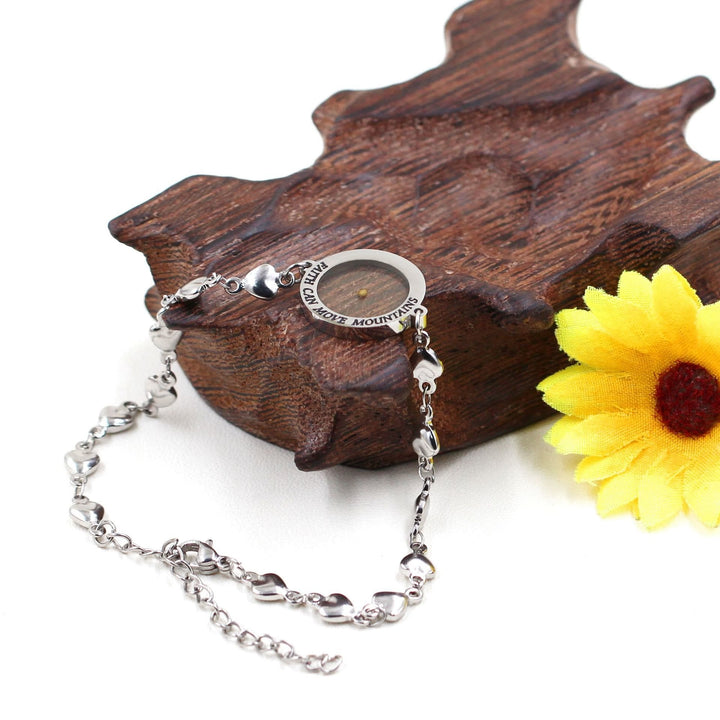 Matthew 17:20 & Luke 1:37 with Mustard Seed Bracelet: Heart Links with Zircon Dot Detail