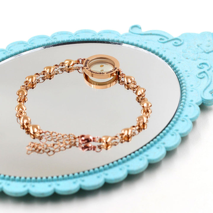 Matthew 17:20 & Luke 1:37 with Mustard Seed Bracelet: Heart Links with Zircon Dot Detail