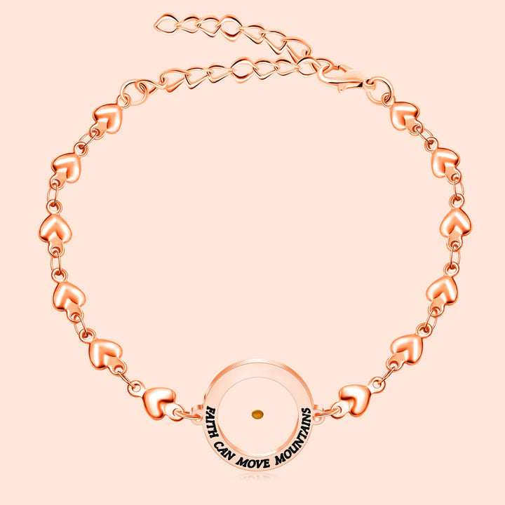 Matthew 17:20 & Luke 1:37 with Mustard Seed Bracelet: Heart Links with Zircon Dot Detail