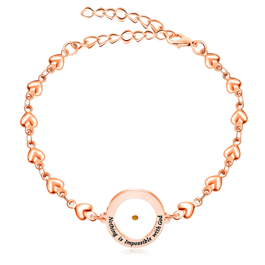 Matthew 17:20 & Luke 1:37 with Mustard Seed Bracelet: Heart Links with Zircon Dot Detail