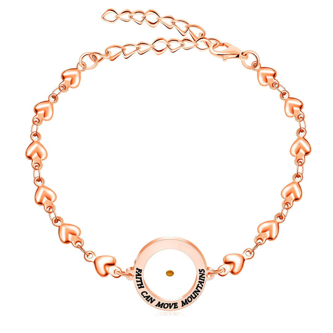 Matthew 17:20 & Luke 1:37 with Mustard Seed Bracelet: Heart Links with Zircon Dot Detail