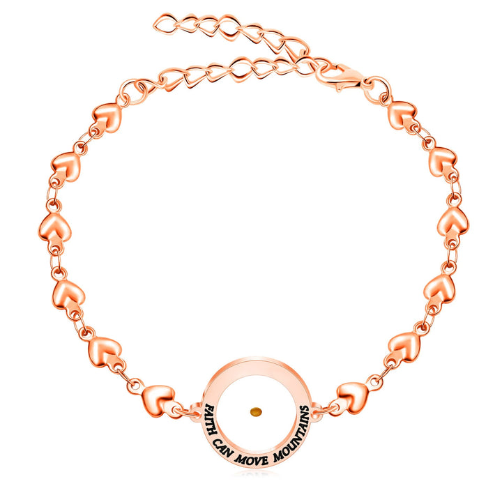 Matthew 17:20 & Luke 1:37 with Mustard Seed Bracelet: Heart Links with Zircon Dot Detail