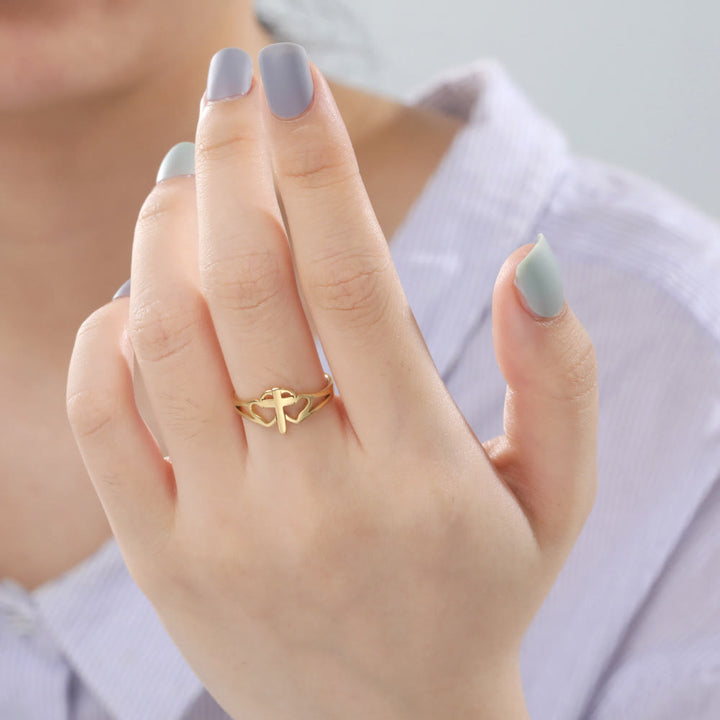 Cross & Heart Cutout Ring: A Symbol of Christ’s Love & Faithful Devotion