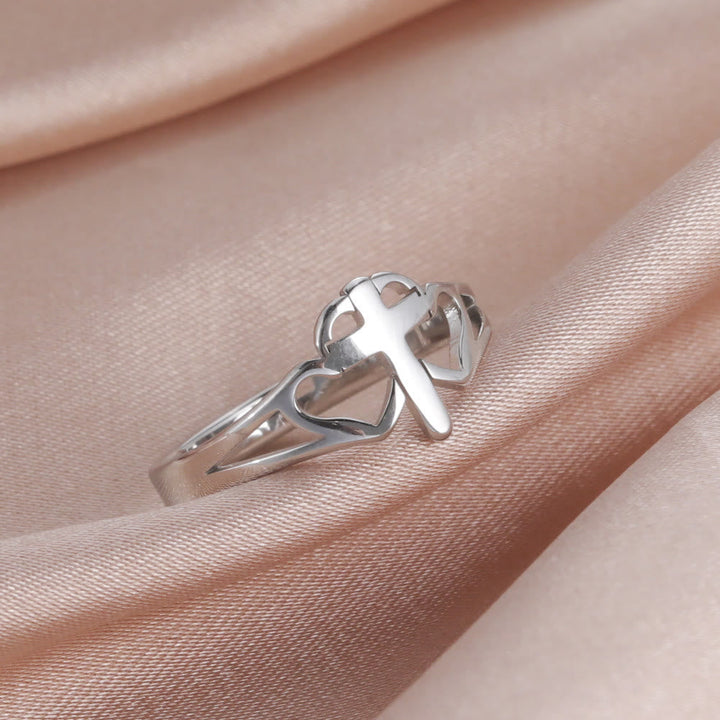 Cross & Heart Cutout Ring: A Symbol of Christ’s Love & Faithful Devotion